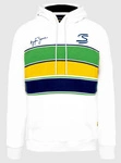 Ayrton Senna F1 Men's Stripe Pullover Hoodie - White