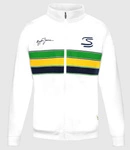 Ayrton Senna F1 Men's Retro Stripe Full Zip Sweatshirt- White