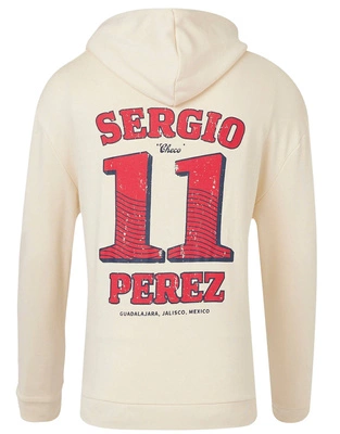 Red Bull Racing F1 Men's Sergio Perez Vintage Hoodie - Ecru