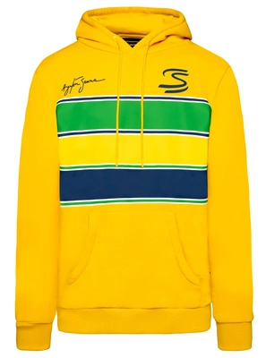 Ayrton Senna F1 Men's Stripe Pullover Hoodie - Yellow