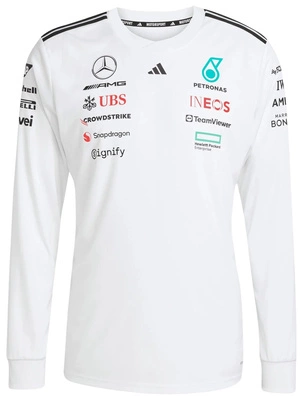 Mercedes AMG Petronas F1 adidas 2025 Men's Team Long Sleeve T-Shirt - White