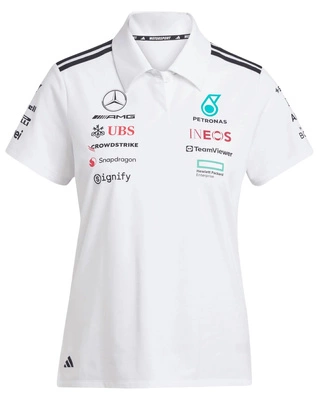 Mercedes AMG Petronas F1 adidas 2025 Women's Team Polo Shirt - White