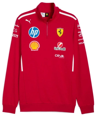Scuderia Ferrari F1 Men's 2025 Team 1/2 Zip Sweatshirt - Dark Cherry