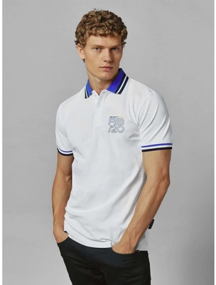 Red Bull Racing x Pepe Jeans - Men's Graphic Stripe Collar Polo Shirt - White