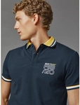 Red Bull Racing x Pepe Jeans - Men's Graphic Stripe Collar Polo Shirt - Dulwich Blue