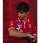 Scuderia Ferrari F1 Men's 2025 China GP Team Knit Polo Shirt - Dark Cherry